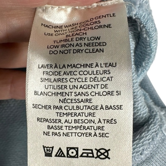 BY ANTHROPOLOGIE Light Blue Crewneck Twist Front Cropped Sweatshirt Medium - Picture 7 of 8